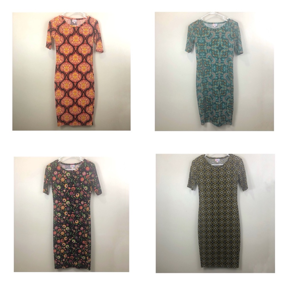 Bundle of 4 Floral Print Geometric Abstract Pattern Midi Dresses Size XXS